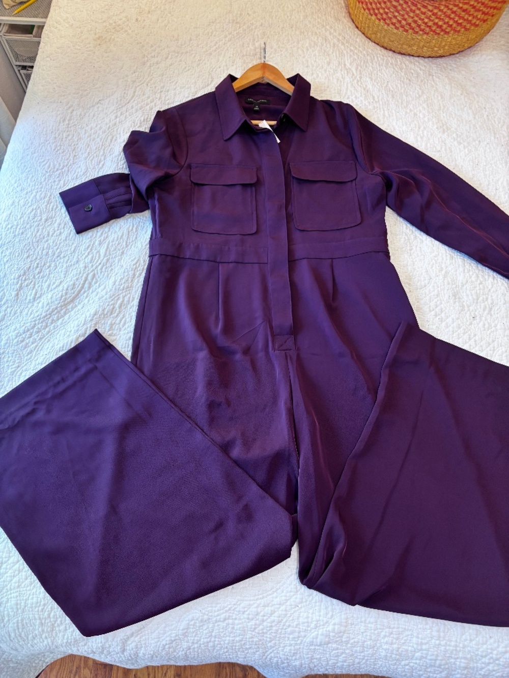 NWT banana republic wide leg jumpsuit size 14 purple